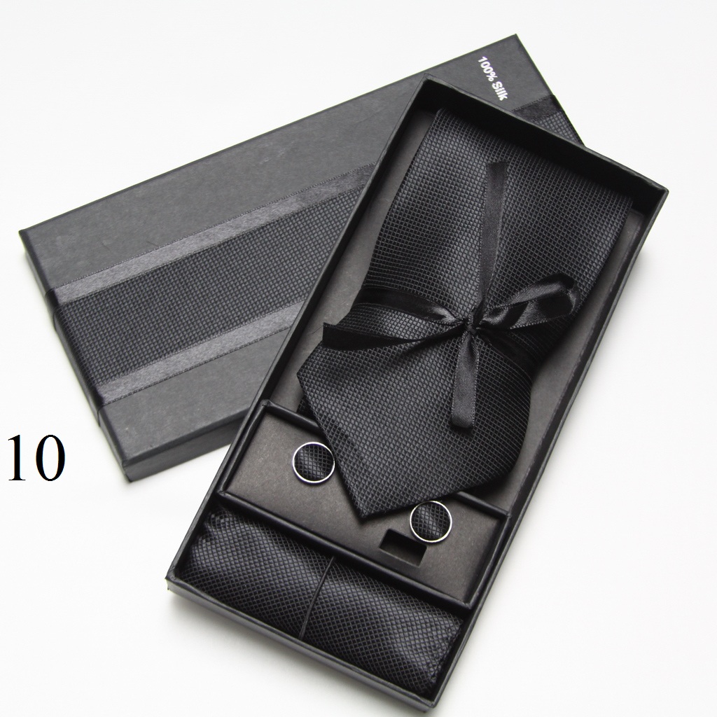 Neck Tie Set Box - Ensemble de cravates solides, boutons de