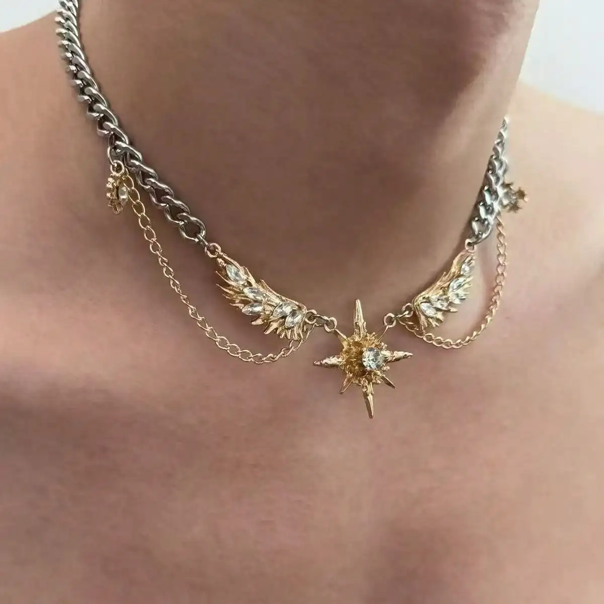 Men Accessories Neck Chain - Collier gothique punk Y2K avec ailes