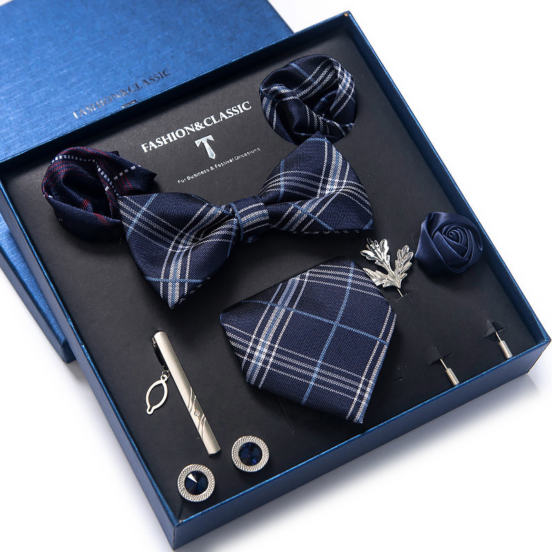 Neck Tie Set Box - Ensemble de boutons de manchette carrés
