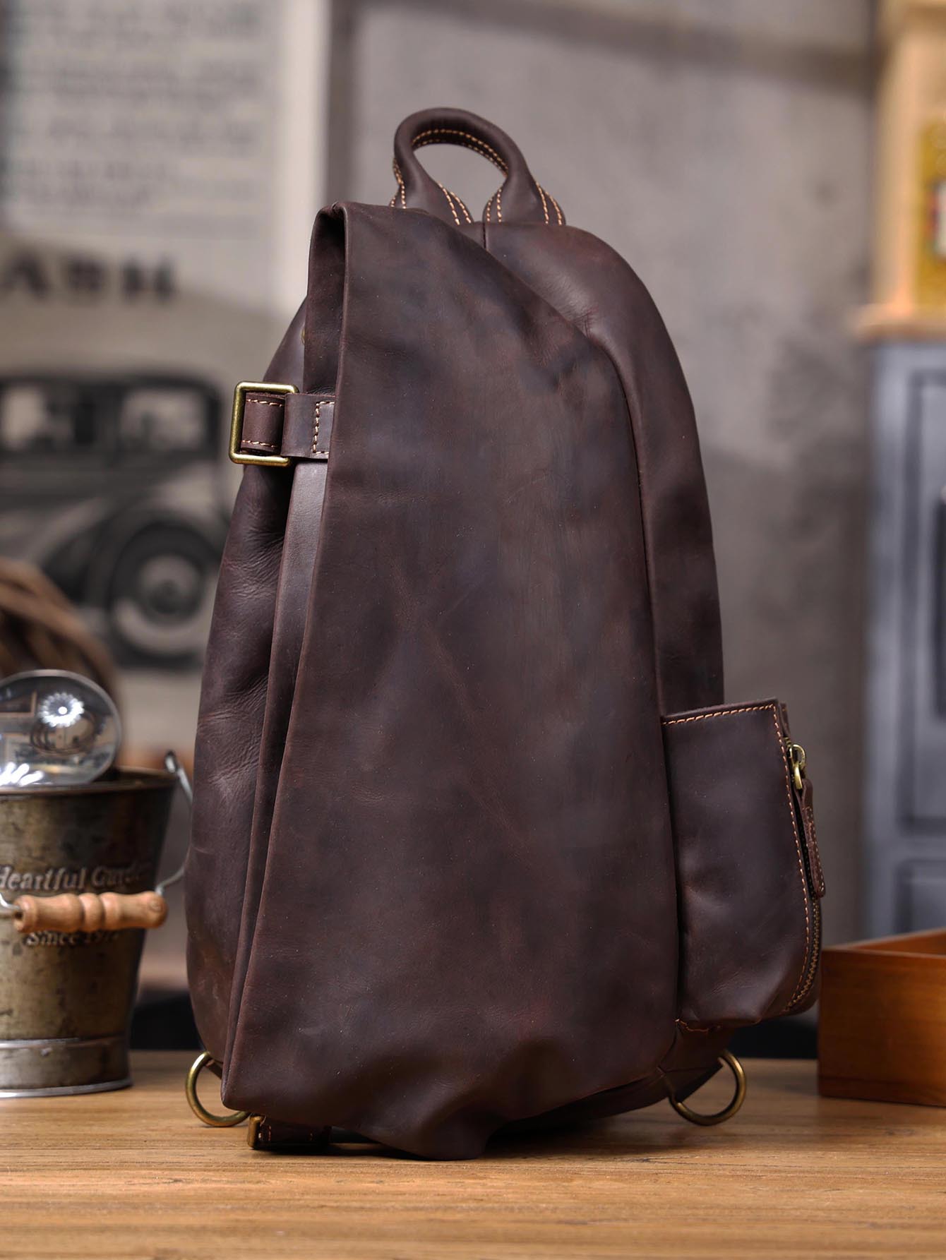 Sac de poitrine Vintage en cui - Travel Organizer Men avis et prix